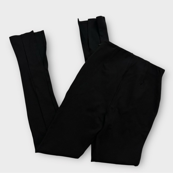 Anine Bing Max Pants EU 32 US 2 Black Pintuck Split Cuff Stretch Ponte High Rise - Picture 7 of 15